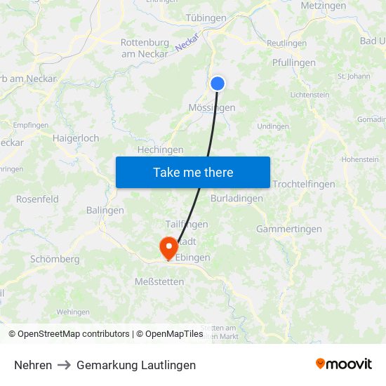 Nehren to Gemarkung Lautlingen map