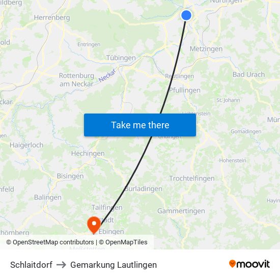 Schlaitdorf to Gemarkung Lautlingen map