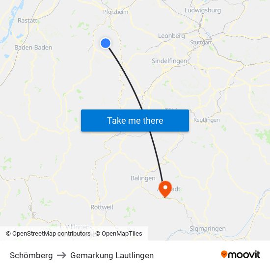 Schömberg to Gemarkung Lautlingen map