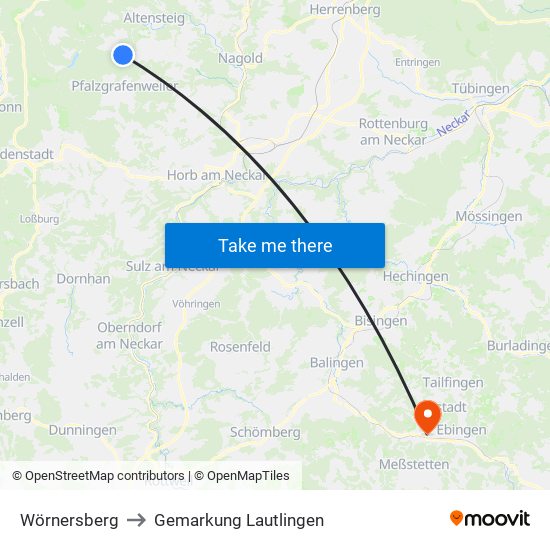 Wörnersberg to Gemarkung Lautlingen map