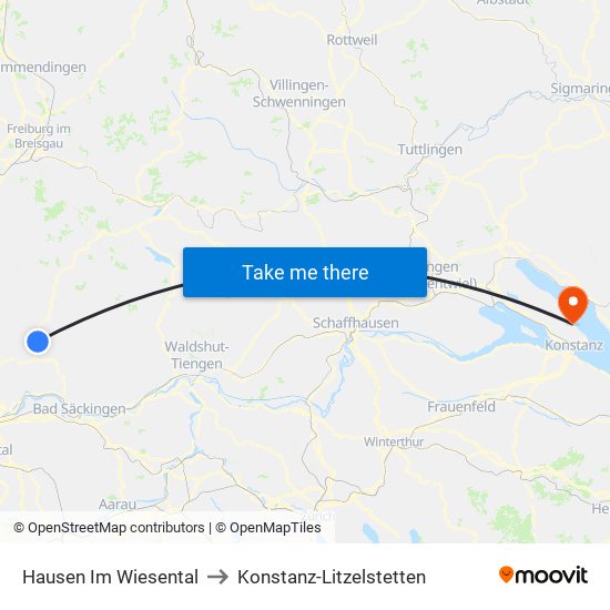 Hausen Im Wiesental to Konstanz-Litzelstetten map
