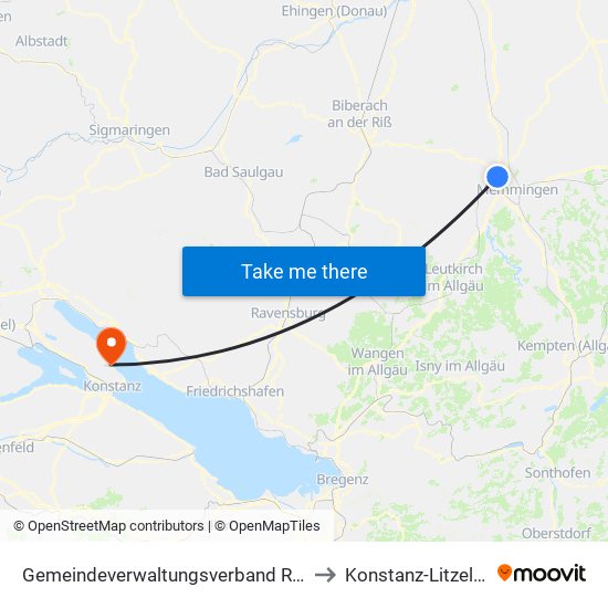 Gemeindeverwaltungsverband Rot-Tannheim to Konstanz-Litzelstetten map