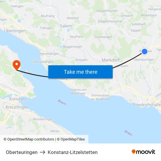 Oberteuringen to Konstanz-Litzelstetten map
