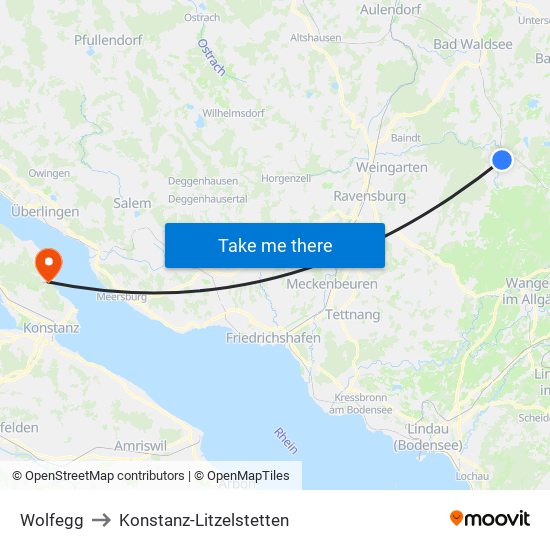 Wolfegg to Konstanz-Litzelstetten map