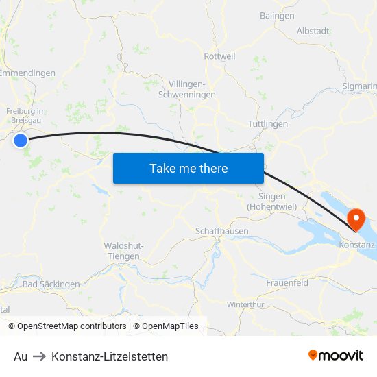 Au to Konstanz-Litzelstetten map