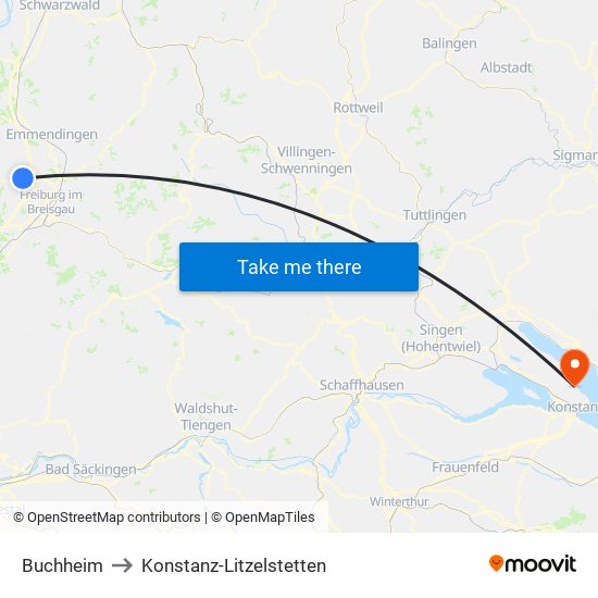 Buchheim to Konstanz-Litzelstetten map