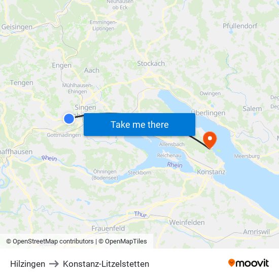 Hilzingen to Konstanz-Litzelstetten map