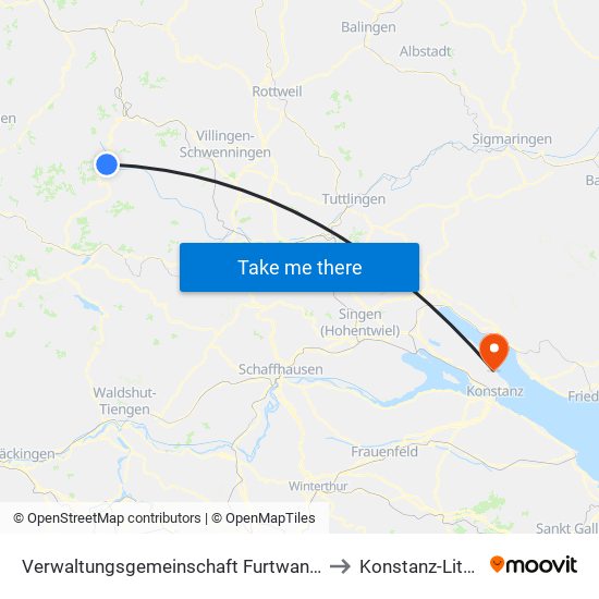 Verwaltungsgemeinschaft Furtwangen Im Schwarzwald to Konstanz-Litzelstetten map