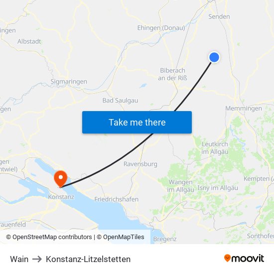 Wain to Konstanz-Litzelstetten map