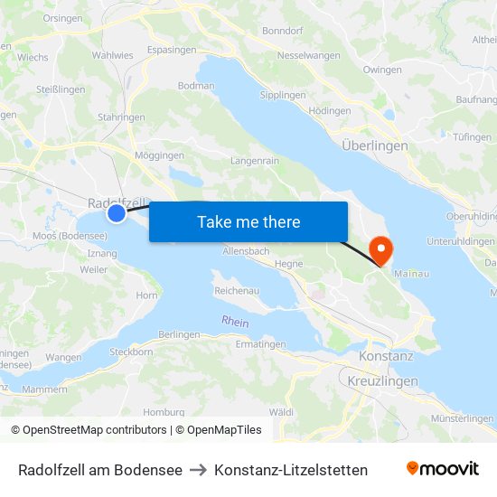 Radolfzell am Bodensee to Konstanz-Litzelstetten map