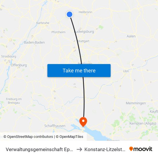 Verwaltungsgemeinschaft Eppingen to Konstanz-Litzelstetten map
