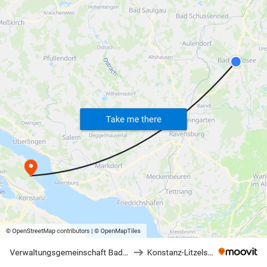 Verwaltungsgemeinschaft Bad Waldsee to Konstanz-Litzelstetten map