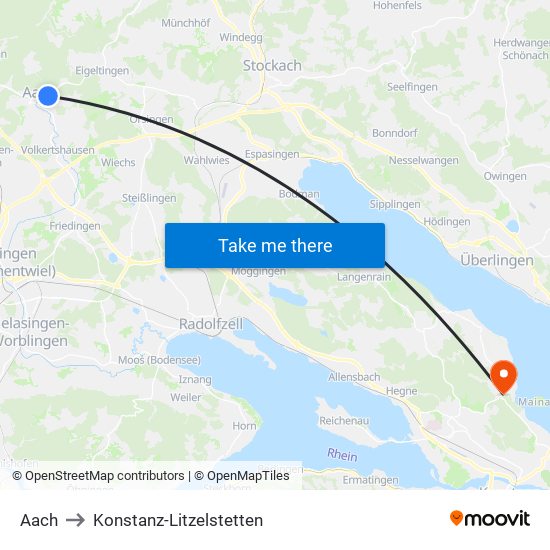 Aach to Konstanz-Litzelstetten map