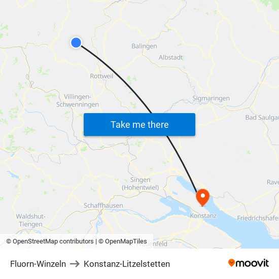 Fluorn-Winzeln to Konstanz-Litzelstetten map