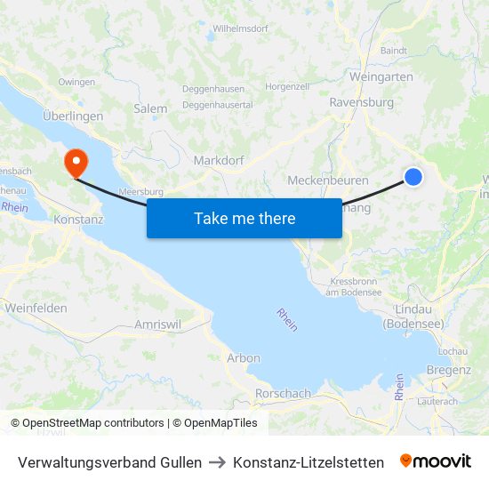 Verwaltungsverband Gullen to Konstanz-Litzelstetten map