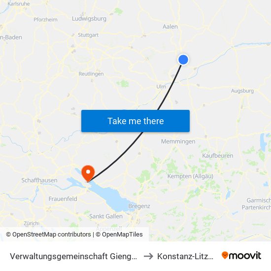 Verwaltungsgemeinschaft Giengen An Der Brenz to Konstanz-Litzelstetten map