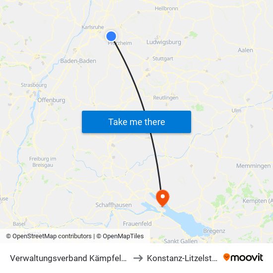 Verwaltungsverband Kämpfelbachtal to Konstanz-Litzelstetten map