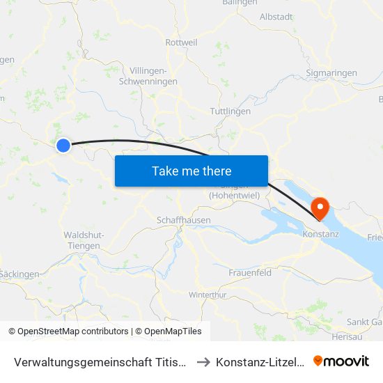 Verwaltungsgemeinschaft Titisee-Neustadt to Konstanz-Litzelstetten map