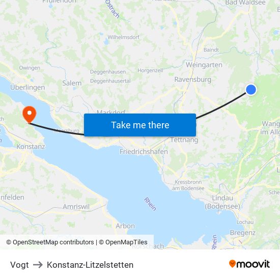 Vogt to Konstanz-Litzelstetten map