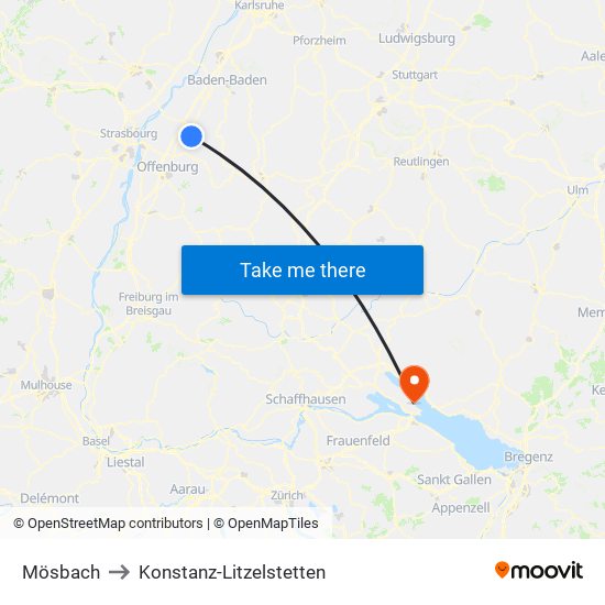 Mösbach to Konstanz-Litzelstetten map