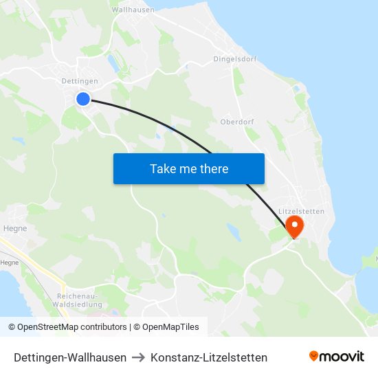 Dettingen-Wallhausen to Konstanz-Litzelstetten map