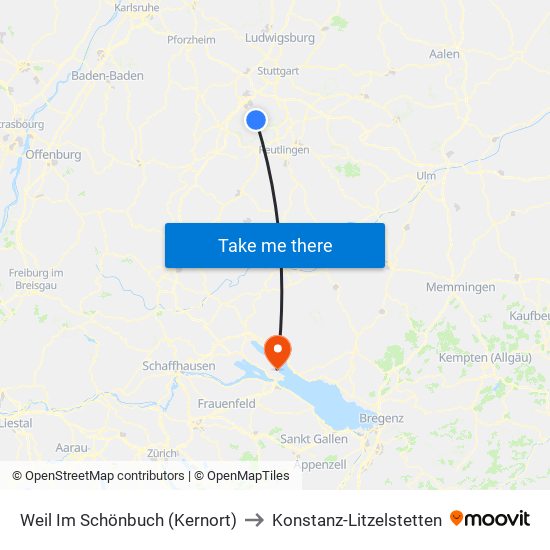 Weil Im Schönbuch (Kernort) to Konstanz-Litzelstetten map