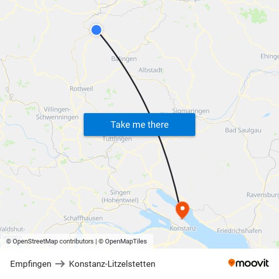 Empfingen to Konstanz-Litzelstetten map