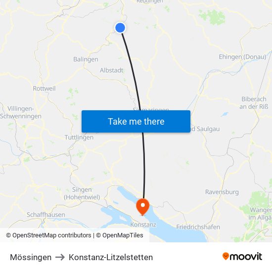 Mössingen to Konstanz-Litzelstetten map