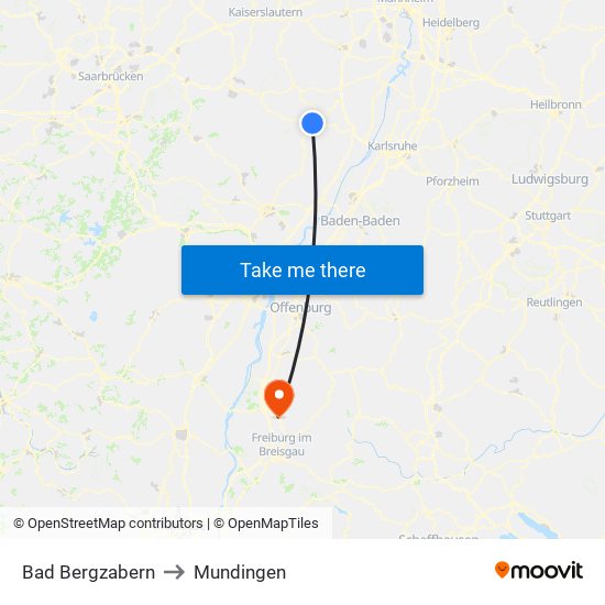 Bad Bergzabern to Mundingen map