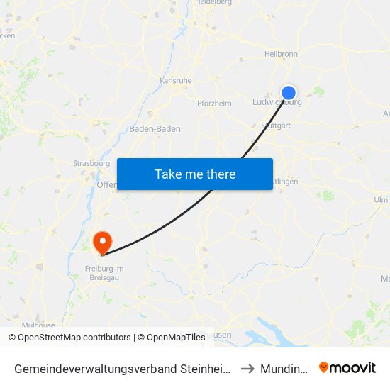 Gemeindeverwaltungsverband Steinheim-Murr to Mundingen map