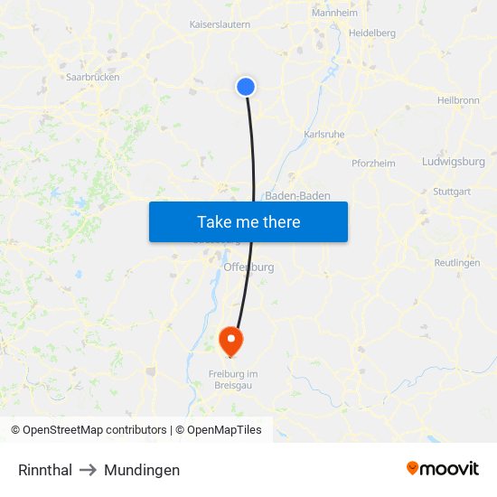 Rinnthal to Mundingen map