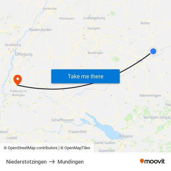 Niederstotzingen to Mundingen map