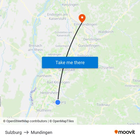 Sulzburg to Mundingen map