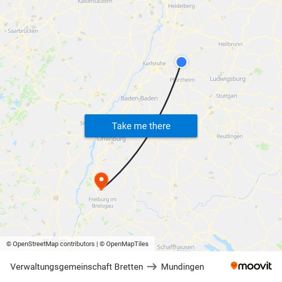 Verwaltungsgemeinschaft Bretten to Mundingen map