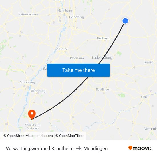 Verwaltungsverband Krautheim to Mundingen map