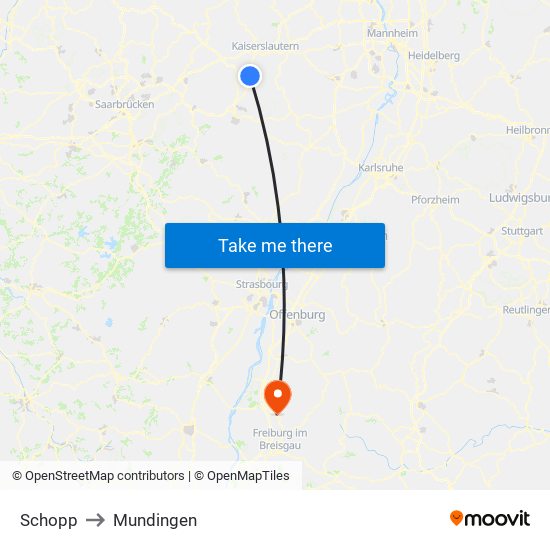 Schopp to Mundingen map
