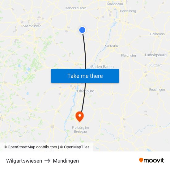 Wilgartswiesen to Mundingen map