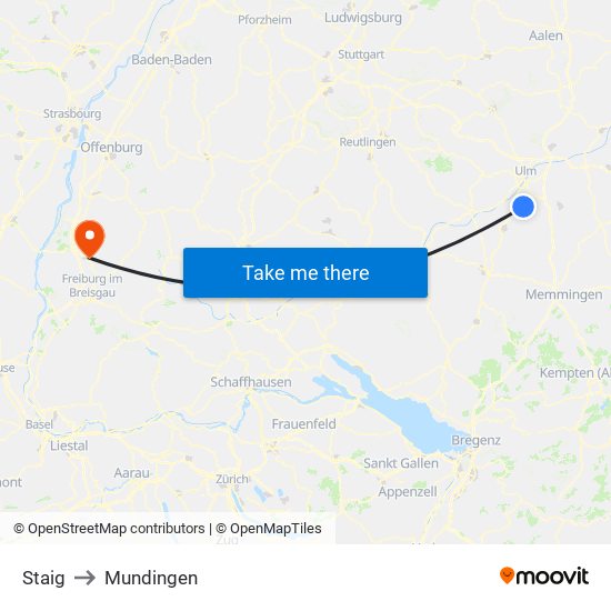 Staig to Mundingen map
