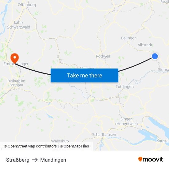 Straßberg to Mundingen map