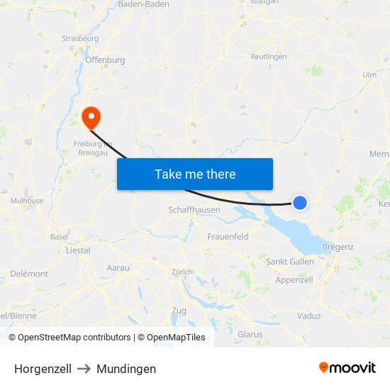 Horgenzell to Mundingen map