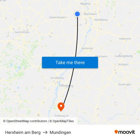 Herxheim am Berg to Mundingen map