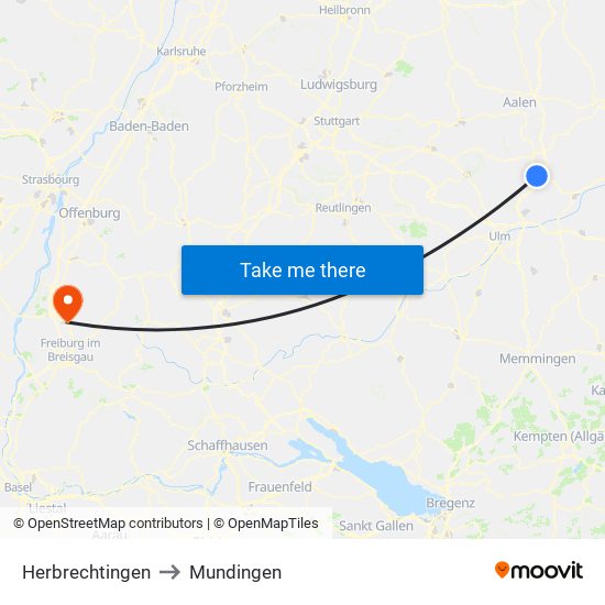 Herbrechtingen to Mundingen map