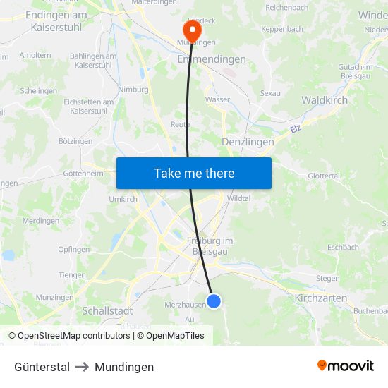 Günterstal to Mundingen map