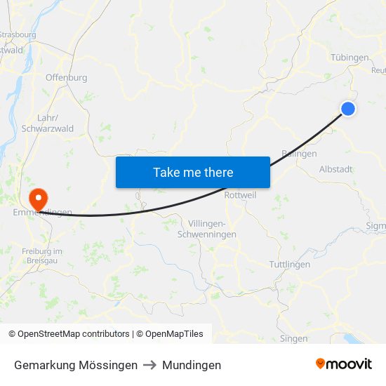 Gemarkung Mössingen to Mundingen map