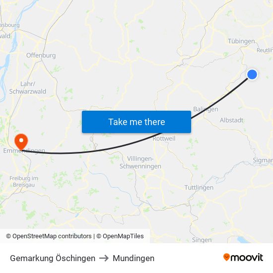 Gemarkung Öschingen to Mundingen map