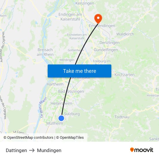 Dattingen to Mundingen map