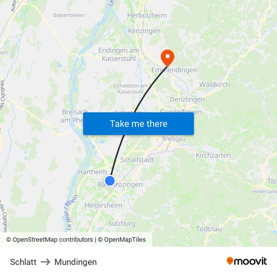 Schlatt to Mundingen map