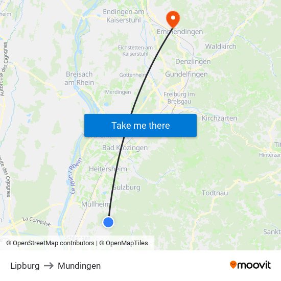 Lipburg to Mundingen map