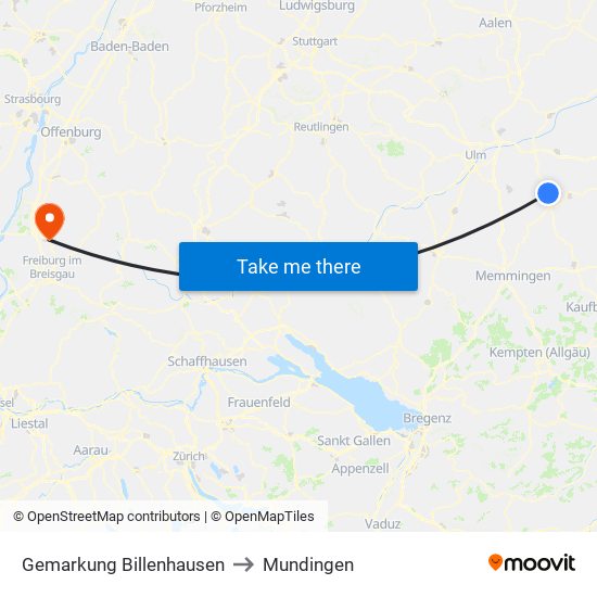Gemarkung Billenhausen to Mundingen map