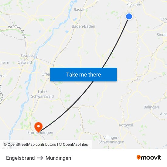 Engelsbrand to Mundingen map